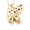 Brass Micro Pave Cubic Zirconia Letter Pendant Necklaces KK-Z069-01G-K-1