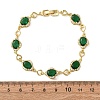 Heart & Oval Brass Micro Pave Cubic Zirconia Link Chain Bracelets for Women BJEW-A163-03G-04-5