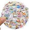 50Pcs Cup with Shark PVC Waterproof Self-Adhesive Stickers PW-WG92080-01-2