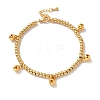 Vacuum Plating 304 Stainless Steel Bell Charm Bracelet with 201 Stainless Steel Round Beads for Women BJEW-B057-16G-1
