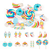 16Pcs 8 Styles Rainbow Theme Opaque Resin Pendants RESI-TA0002-17-11