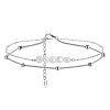 Rhodium Plated 925 Sterling Silver Double Layered Chain Anklet with Natural Freshwater Pearls AJEW-F162-013P-1