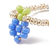 Glass Seed Braided Grape Finger Ring RJEW-TA00044-01-5