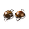 Natural Tiger Eye Connector Charms G-D059-01C-15-3