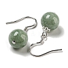Natural Jadeite Round Ball Dangle Earrings EJEW-H307-01P-3