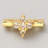 Brass Pave Clear Cubic Zirconia Connector Charms KK-WH0081-22A-G-1