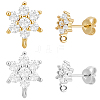 6 Pairs 2 Colors Brass Micro Pave Cubic Zirconia Stud Earring Findings ZIRC-BBC0003-24A-1