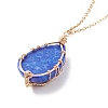 Natural Gemstone Teardrop with Tree Pendant Necklaces NJEW-JN03869-6