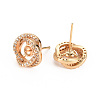 Brass Micro Pave Clear Cubic Zirconia Stud Earring Findings KK-S360-091-NF-1