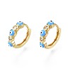 Clear Cubic Zirconia Evil Eye Huggie Hoop Earrings with Enamel EJEW-N015-18C-1