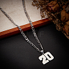 1Pc 304 Stainless Steel Figaro Chain Number Pendant Necklaces NJEW-BBC0001-28A-P-4