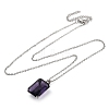 Rectangle Brass Pave Cubic Zirconia Pendant Necklaces for Women NJEW-G156-01P-08-2