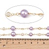 Rack Plating Brass & Round ABS Imitation Pearl & Glass Beaded Link Chains KK-CBA3816-01C-2