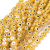 Handmade Evil Eye Lampwork Flat Round Bead Strands X1-LAMP-L058-8mm-01-2