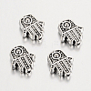 Tibetan Style Alloy Hamsa Hand/Hand of Fatima/Hand of Miriam Beads X-TIBEB-7722-AS-RS-2