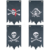 4Pcs Polyester Halloween Pirate Skull Flag Banner Double Sided Indoor Outdoor Decoration AJEW-WR0003-45-1