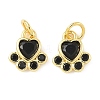 Brass Pave Cubic Zirconia Paw Print Charms KK-I355-17G-05-1