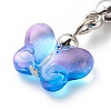 Transparent Spray Painted Glass Butterfly Pendant Decorations HJEW-JM00732-4