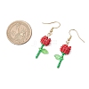 Grade A Round Glass Seed Beads Flower Dangle Earrings EJEW-MZ00451-3