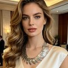 Alloy Hammered Wing Bib Necklaces for Women WGDE902-02-1