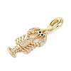 Brass Micro Pave Clear Cubic Zirconia Sea Animal European Dangle Charms LS-KK-B159-04G-02-2