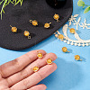 12Pcs Brass & Glass Imitation Cat Eye Round Charms PALLOY-TAC0237-02-6