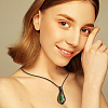 FIBLOOM 2 Sets 2 Colors Teardrop with Flower Glass Dangle Earrings & Pendant Necklace SJEW-FI0001-14-7