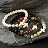 4Pcs Natural Tiger Eye & Amazonite & Obsidian Bracelet Sets EA6733-2