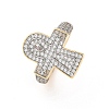 Brass Micro Pave Clear Cubic Zirconia Cuff Finger Rings for Women RJEW-C116-01G-4