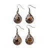 Natural Tiger Eye Teardrop Dangle Earrings EJEW-B055-02R-18-1