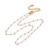 304 Stainless Steel & Round ABS Plastic Imitation Pearl Link Chain Necklaces NJEW-U026-19G-4