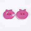 Hot Pink Acrylic Apple 2-Hole Sewing Buttons Scrapbooking Button X-BUTT-E037-A-04-2