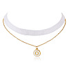 Flat Round with Letter O Alloy Enamel Pendant Necklaces for Women NJEW-TAC0033-2