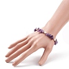 Natural Amethyst Chips & Pearl Beaded Slider Bracelet BJEW-JB08334-04-3