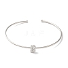 Rack Plating Brass Micro Pave Clear Cubic Zirconia Letter Open Cuff Bangles BJEW-A018-01P-B-2