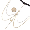 Brass Clear Cubic Zirconia Layered Sun Butterfly Tassel Thigh Leg Chains AJEW-AN00638-3