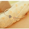 Double Heart Alloy Rhinestone Cuff Bangles for Women WGD430F-01-4