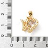 Brass Micro Pave Cubic Zirconia Fish Charms KK-Z136-49G-01-3