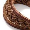 Adjustable PU Leather & Waxed Cords Triple Layer Multi-strands Bracelets BJEW-F468-14-3