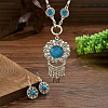 Flower Bohemian Ethnic Style Zinc Alloy & Resin Pendant Necklace & Dangle Earring Sets FS-WGD47C5-01-5