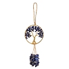 Wire Wrapped Chips Natural Lapis Lazuli Big Pendant Decorations HJEW-SZ0001-27G-1