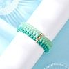 3Pcs Faceted Imitation Jade & Opaque Glass Rondelle Beaded Stretch Bracelets for Women BJEW-JB12563-03-3