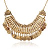 Tibetan Style Alloy Turkish Coin Tassel Chunky Bib Necklaces for Women FS-WG4760A-02-2