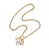 White and Blue Porcelain Flower & 304 Stainless Steel Starfish and Shell Shape Pendant Necklaces for Women NJEW-JN05648-5