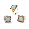 Natural Amazonite & Amethyst Rectangle Adjustable Ring RJEW-B030-01B-02-1