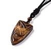 Natural Tiger Eye Sailor's Knot Pendant Necklace with Nylon Cord for Women NJEW-E091-02B-3