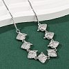 Brass Micro Pave Clear Cubic Zirconia Fruit Bib Necklaces NJEW-F342-01A-P-2