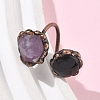 Natural Amethyst & Obsidian Rings RJEW-B122-04R-03-3