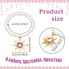 4Pcs 4 Colors Golden Alloy Resin Sun Charm Bracelets BJEW-HY0001-19-2