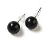 Natural Obsidian Stud Earrings G-B075-02P-01-1